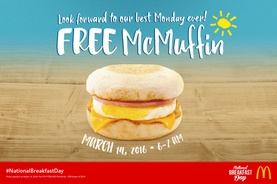 FREE McMuffin from McDonald’s: March 14, 2016 | Manila On Sale