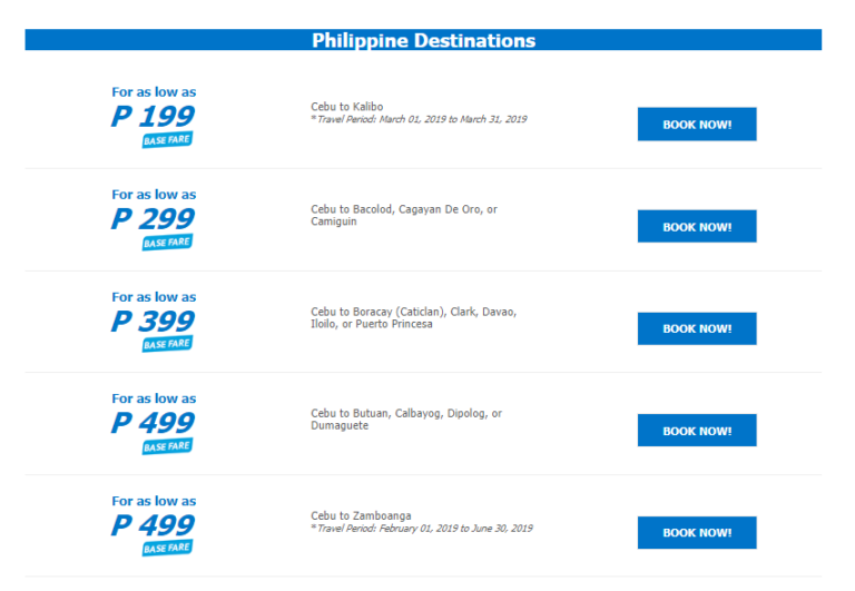 Cebu Pacific Seat Sale January 2019 | Manila On Sale