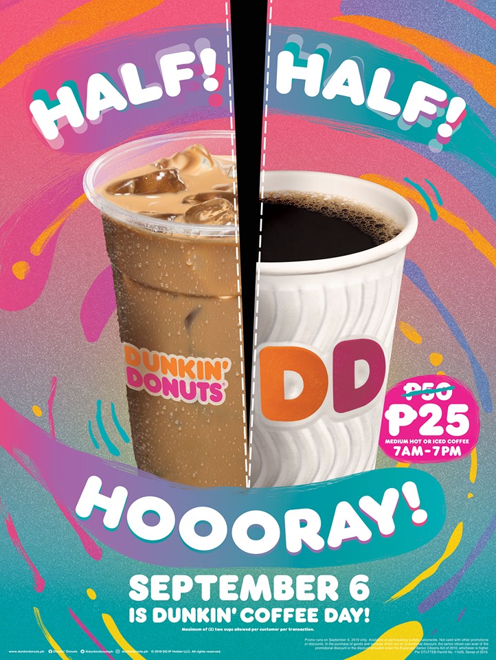 Dunkin' Donuts Half Half Hooray! September 2019 Manila On Sale
