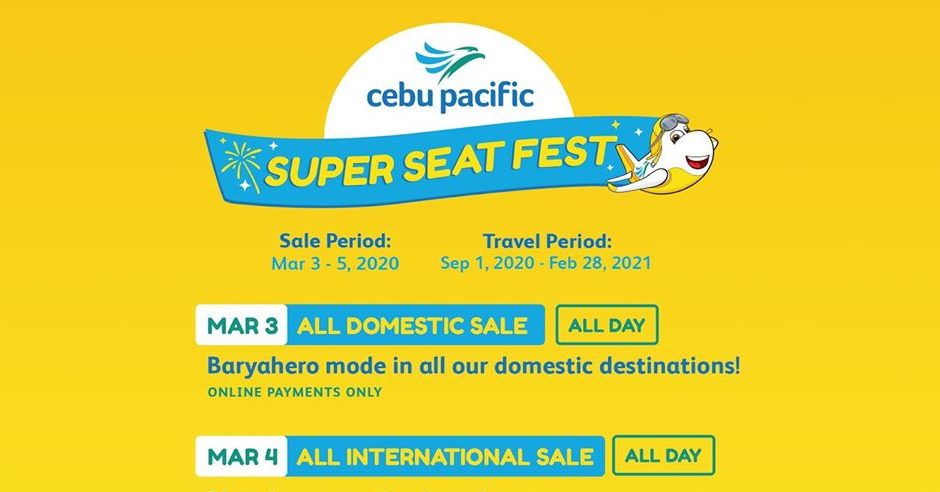 CONFIRMED: CEBU PACIFIC SUPER SEAT FEST MARCH 2020 | Manila On Sale