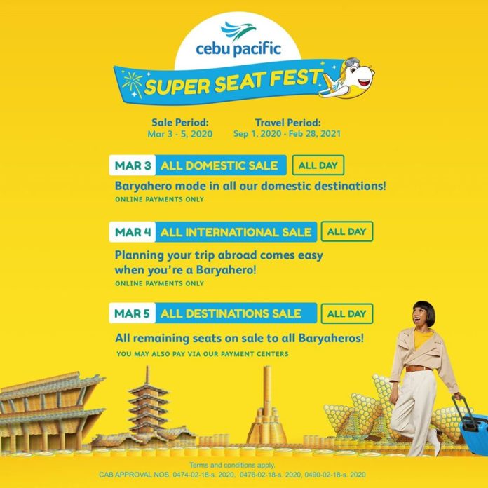 CONFIRMED CEBU PACIFIC SUPER SEAT FEST MARCH 2020 Manila On Sale