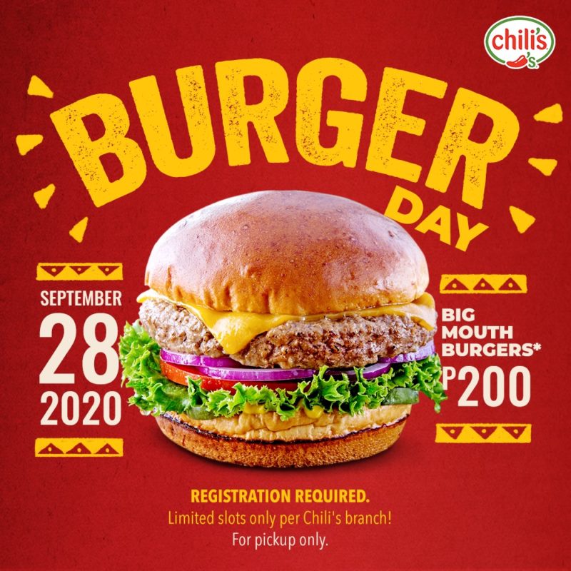 Chili’s Burger Day P200 Promo Manila On Sale