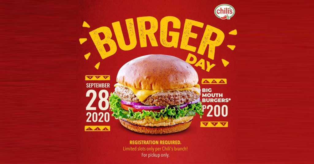 Chili’s Burger Day P200 Promo Manila On Sale