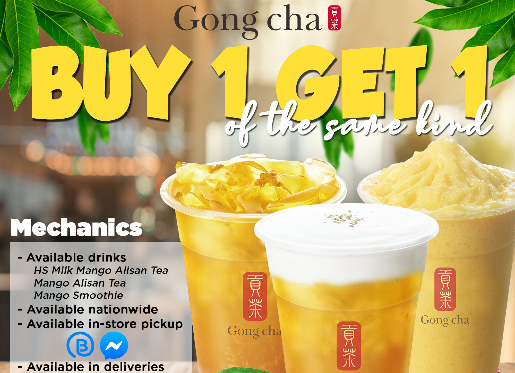 Gong Cha Buy 1 Get 1 on Mango Drinks Promo Manila On Sale