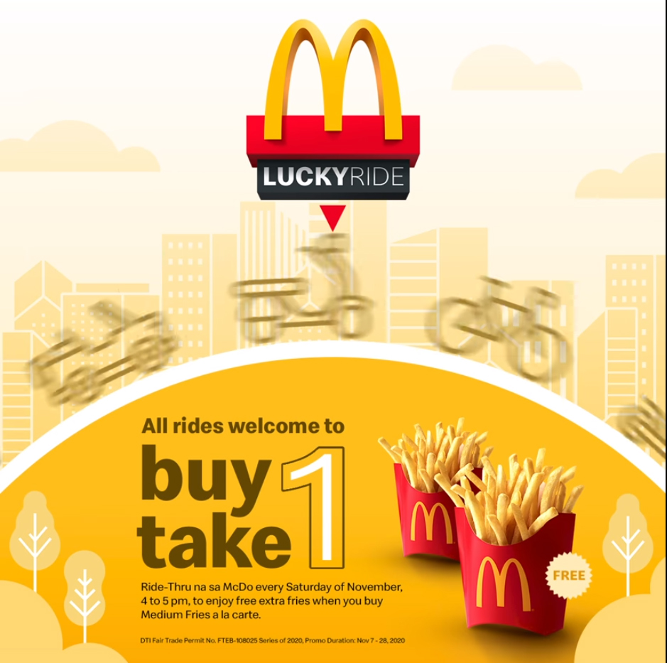 McDonald's BUY 1 TAKE 1 Medium Fries DriveThru Promo Manila On Sale