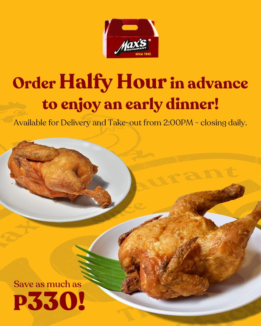 Max’s Restaurant Halfy Hour Promo Manila On Sale