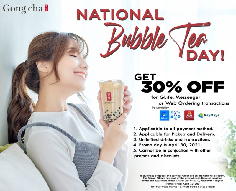 Gong cha 30 OFF National Bubble Tea Day Promo Manila On Sale