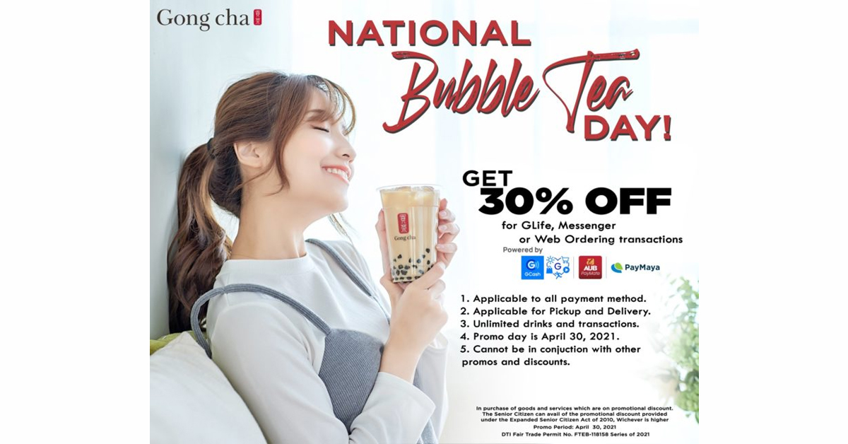 Gong cha 30 OFF National Bubble Tea Day Promo Manila On Sale