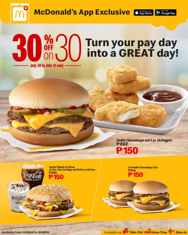 McDonald’s – 30% OFF on 30th Promo | Manila On Sale