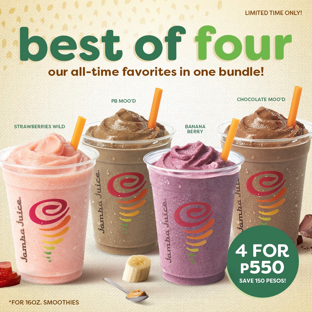 Jamba Juice Best of Four for P550 Promo Manila On Sale