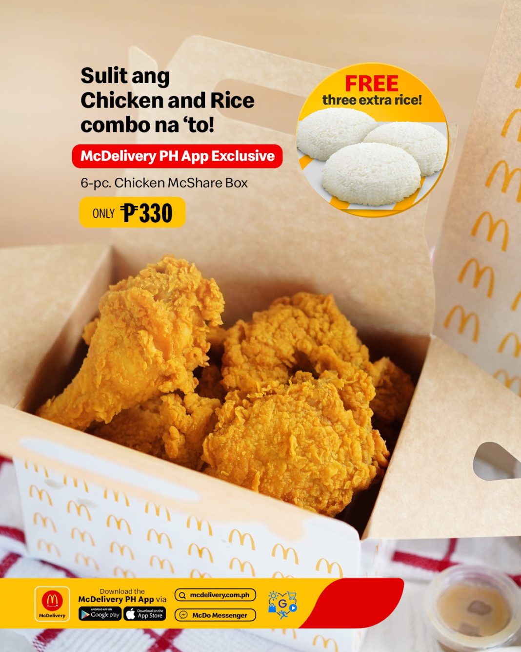 McDonald’s FREE 3 extra rice with your 6pc Chicken McShare Box