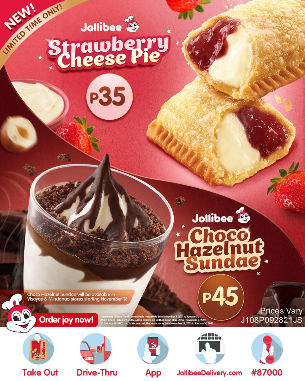 Jollibee Strawberry Cheese Pie And Choco Hazelnut Sundae Manila On Sale