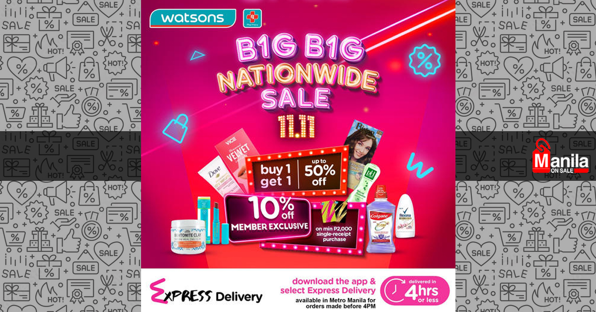 Watsons – 11.11 BIGGEST Watsons Nationwide Sale | Manila On Sale