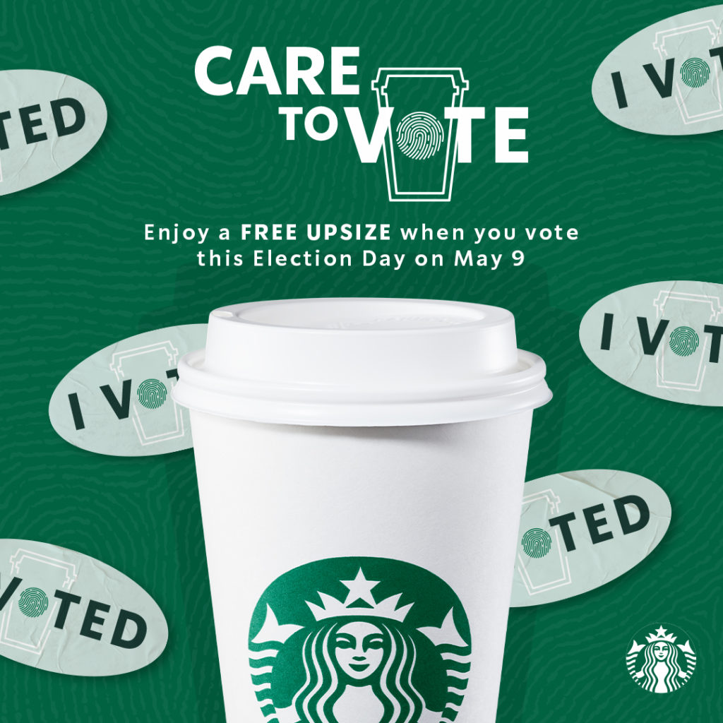 Starbucks FREE Handcrafted Beverage Upsize Voting Promo Manila On Sale